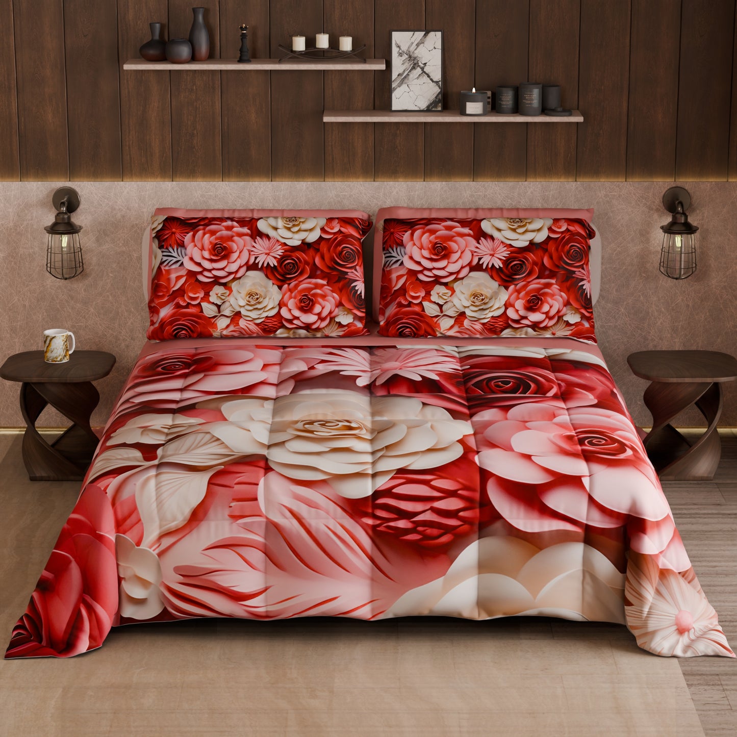 Piumone, Trapunta Matrimoniale, Singola, Piazza e Mezza Floreale 05-3