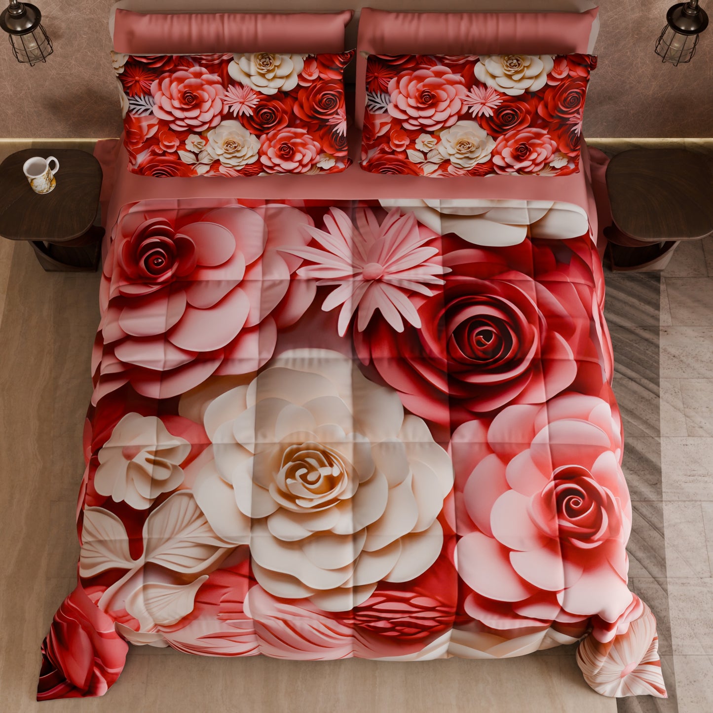 Piumone, Trapunta Matrimoniale, Singola, Piazza e Mezza Floreale 05-3