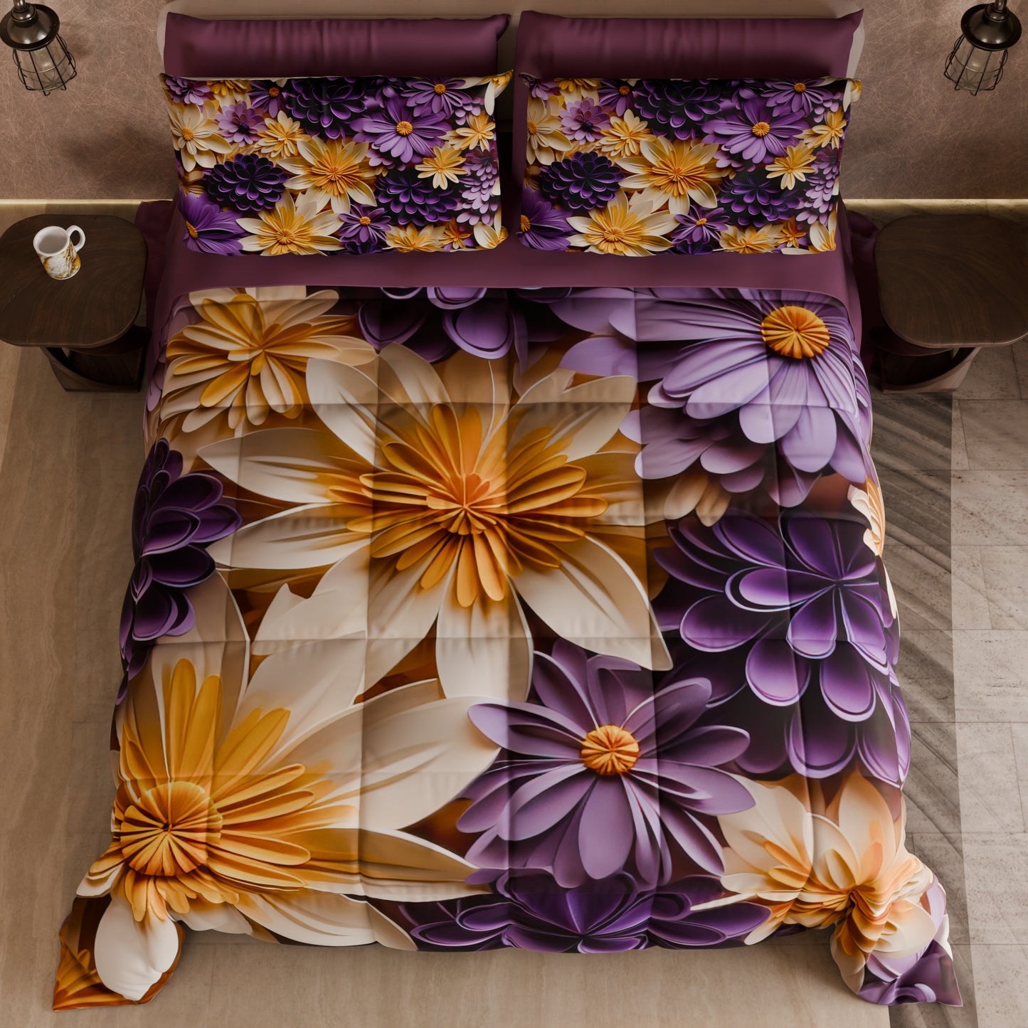 Piumone, Trapunta Matrimoniale, Singola, Piazza e Mezza Floreale 05-4