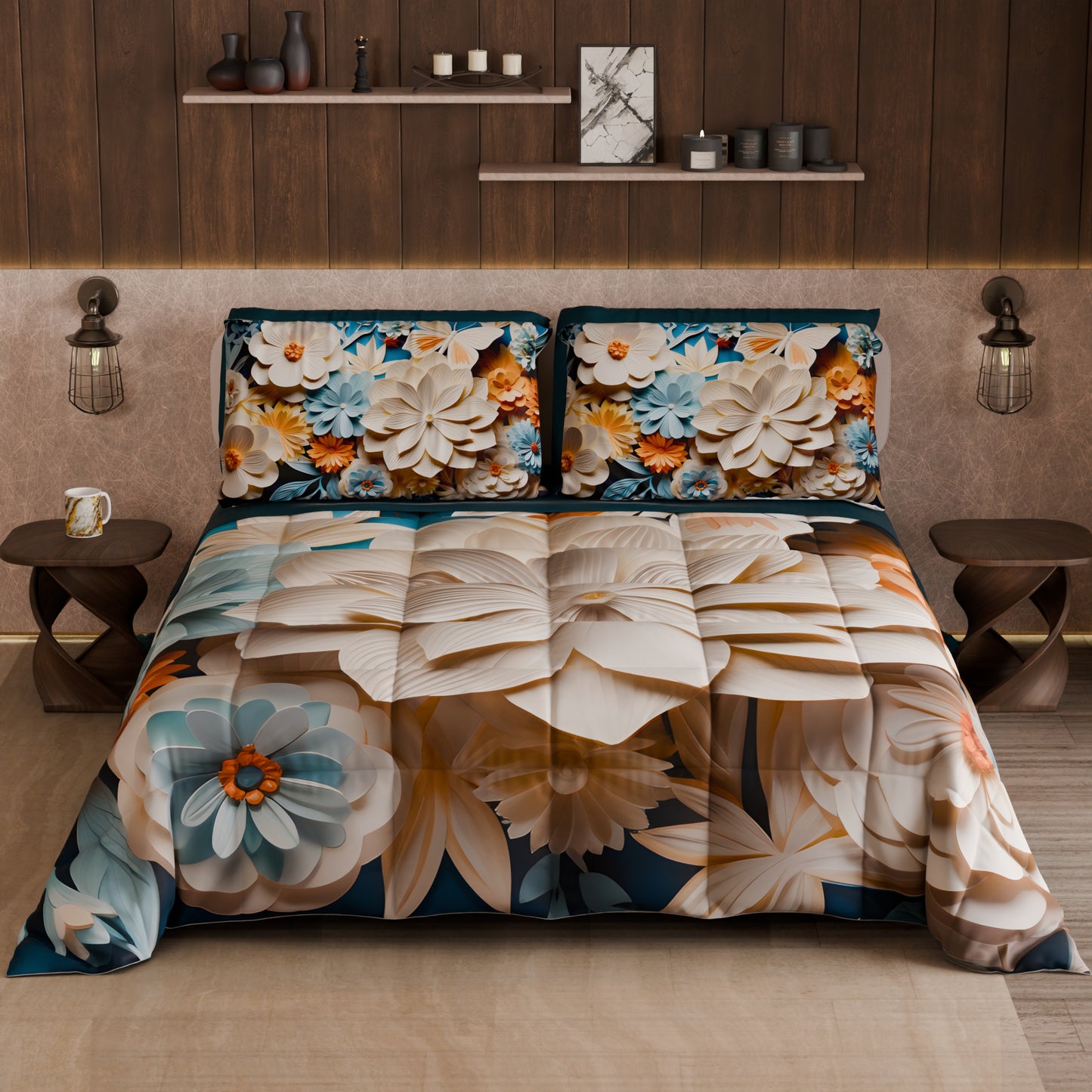 Piumone, Trapunta Matrimoniale, Singola, Piazza e Mezza Floreale 05-5