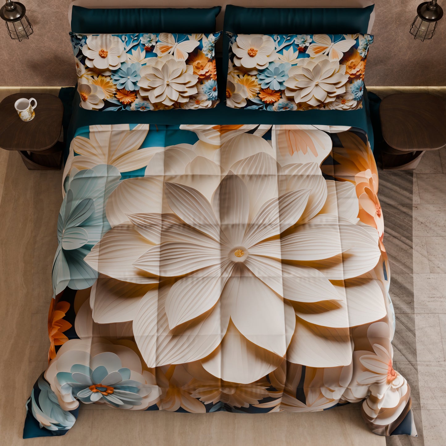 Piumone, Trapunta Matrimoniale, Singola, Piazza e Mezza Floreale 05-5