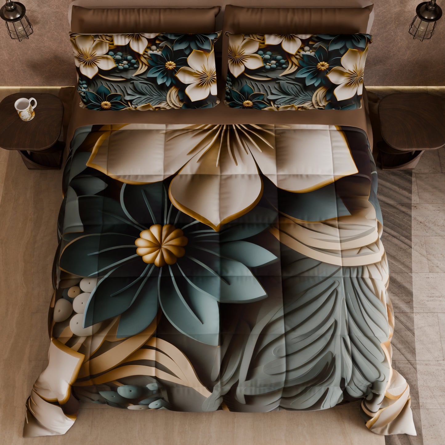 Piumone, Trapunta Matrimoniale, Singola, Piazza e Mezza Floreale 05-8