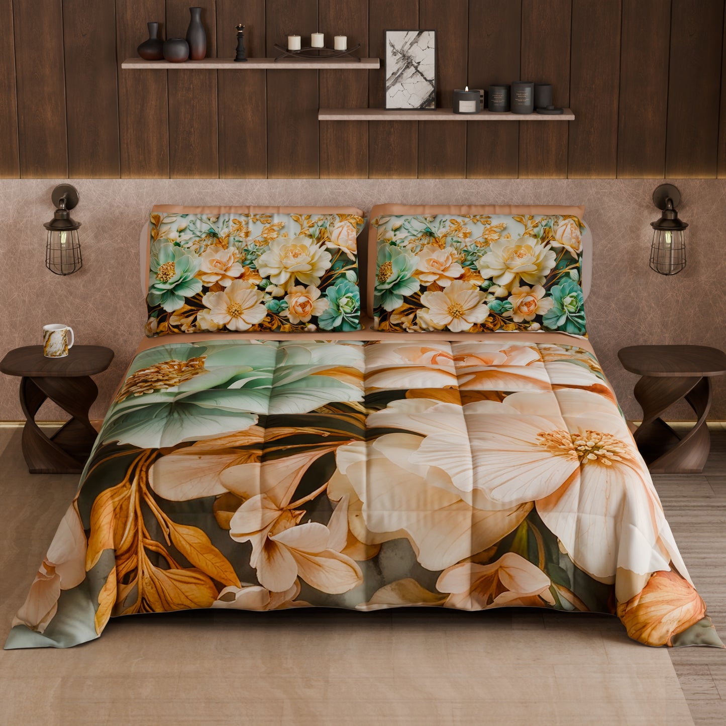 Piumone, Trapunta Matrimoniale, Singola, Piazza e Mezza Floreale 05-9