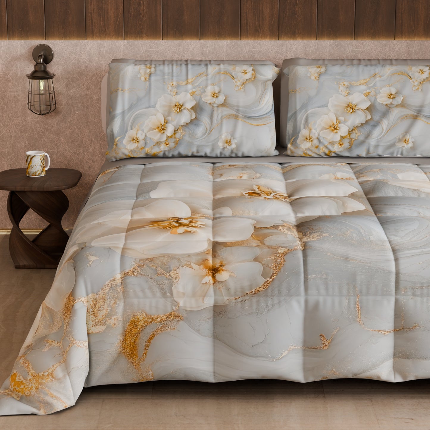 Piumone, Trapunta Matrimoniale, Singola, Piazza e Mezza Floreale 06-1