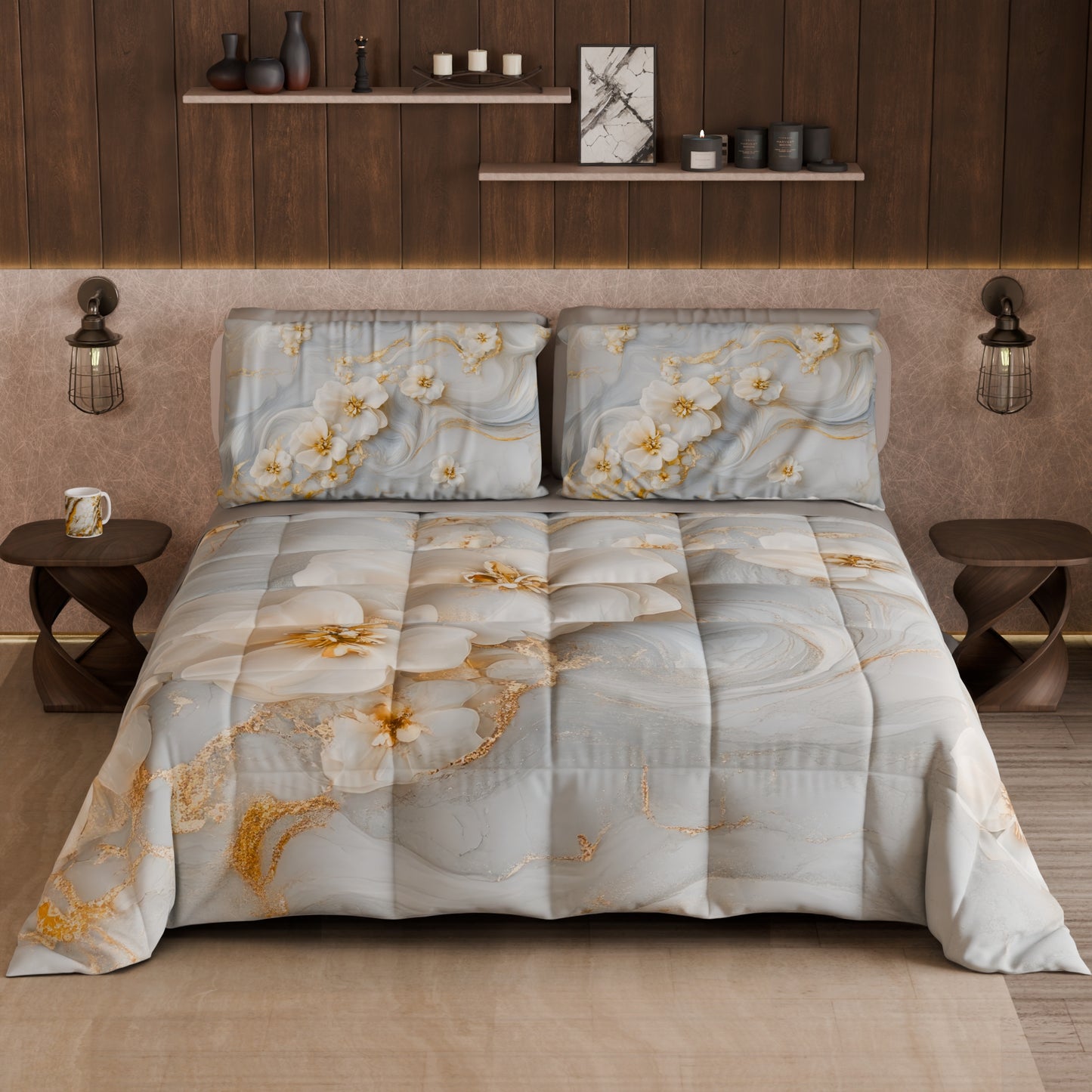 Piumone, Trapunta Matrimoniale, Singola, Piazza e Mezza Floreale 06-1