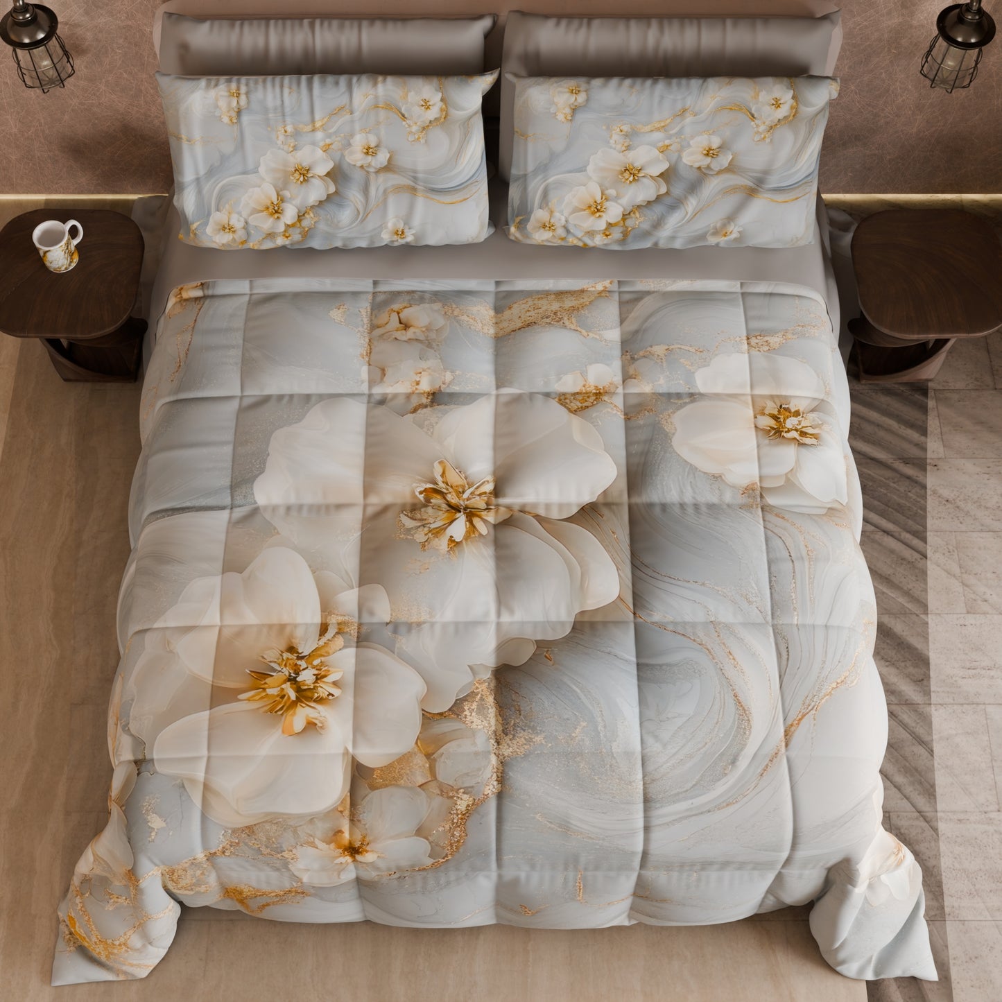 Piumone, Trapunta Matrimoniale, Singola, Piazza e Mezza Floreale 06-1