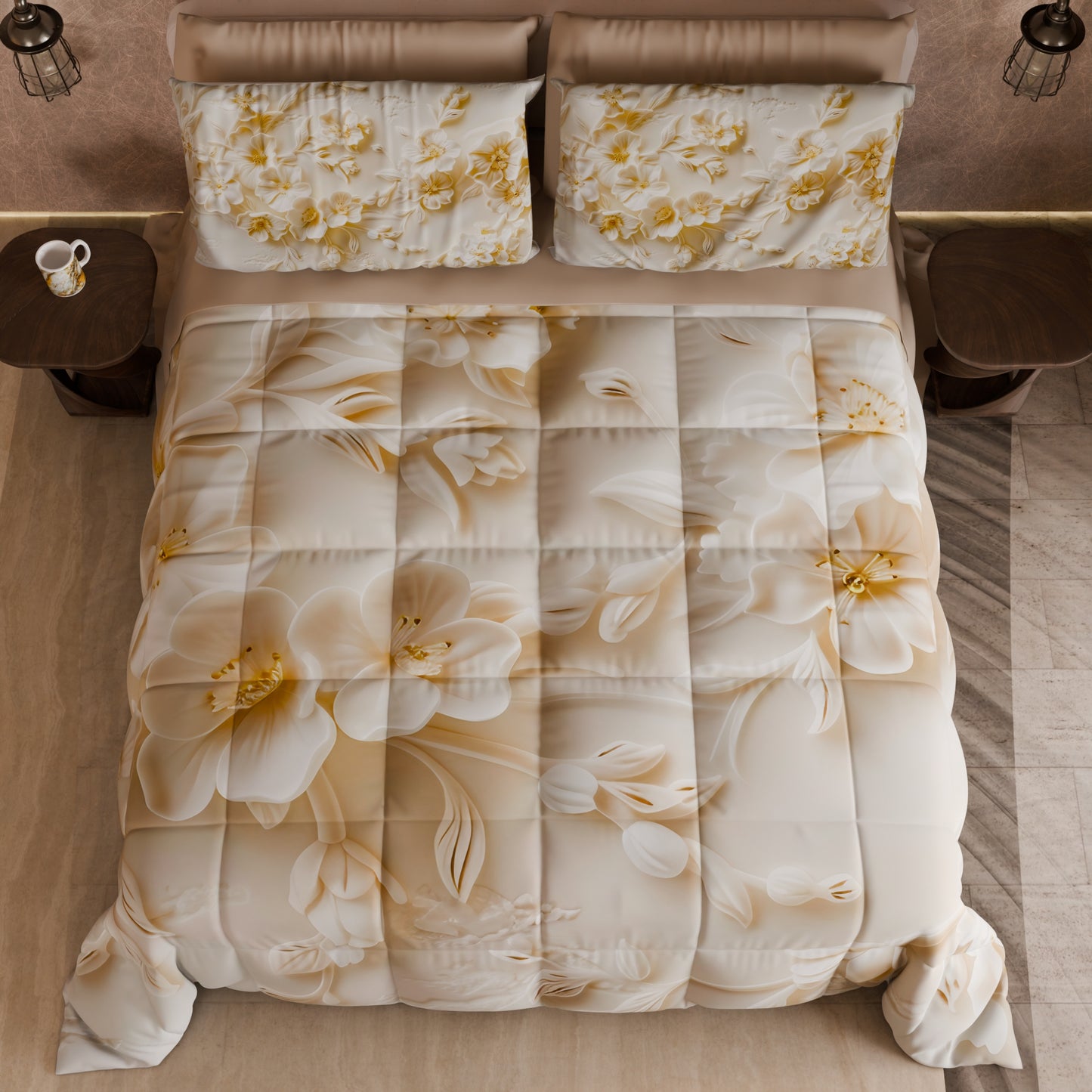 Piumone, Trapunta Matrimoniale, Singola, Piazza e Mezza Floreale 06-10