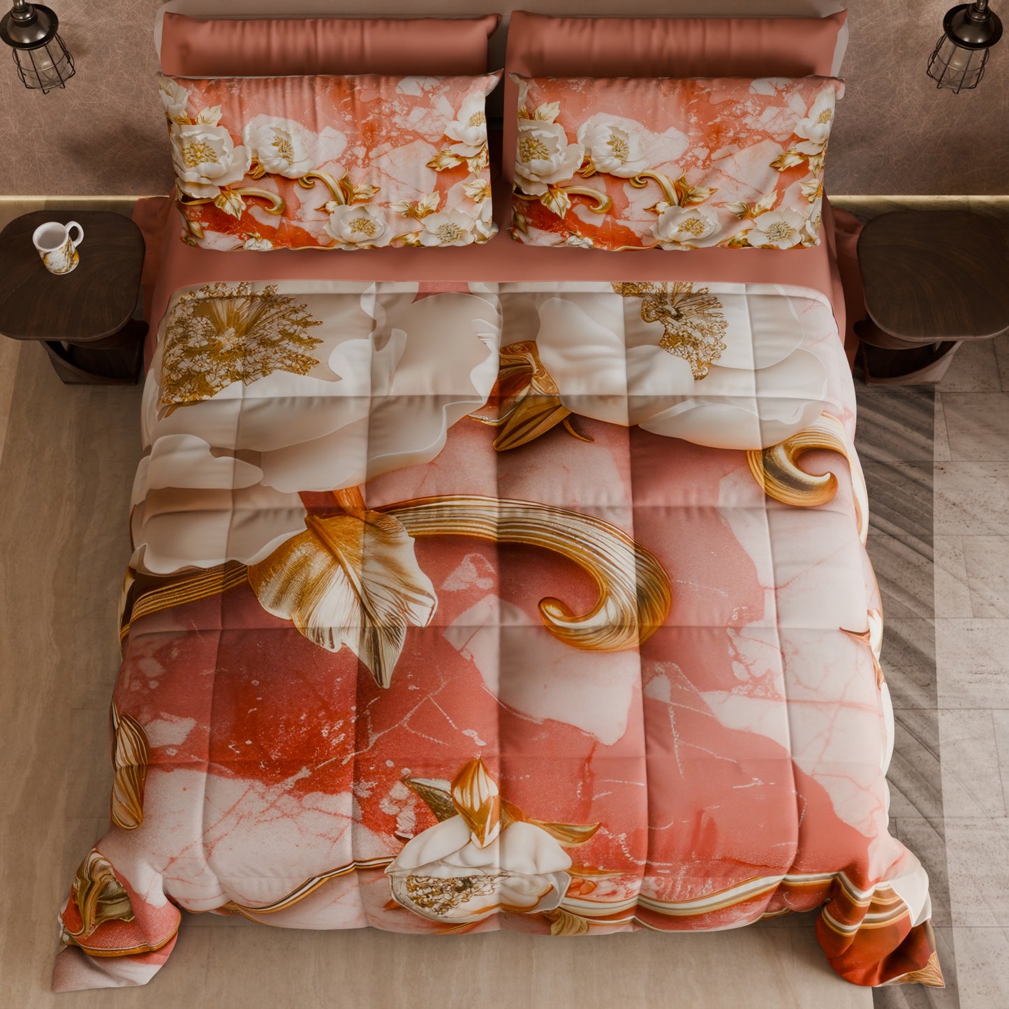 Piumone, Trapunta Matrimoniale, Singola, Piazza e Mezza Floreale 06-11