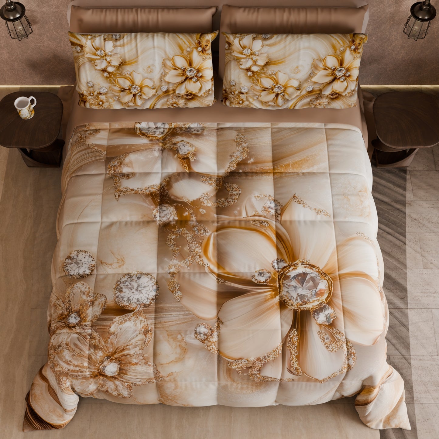 Piumone, Trapunta Matrimoniale, Singola, Piazza e Mezza Floreale 06-13