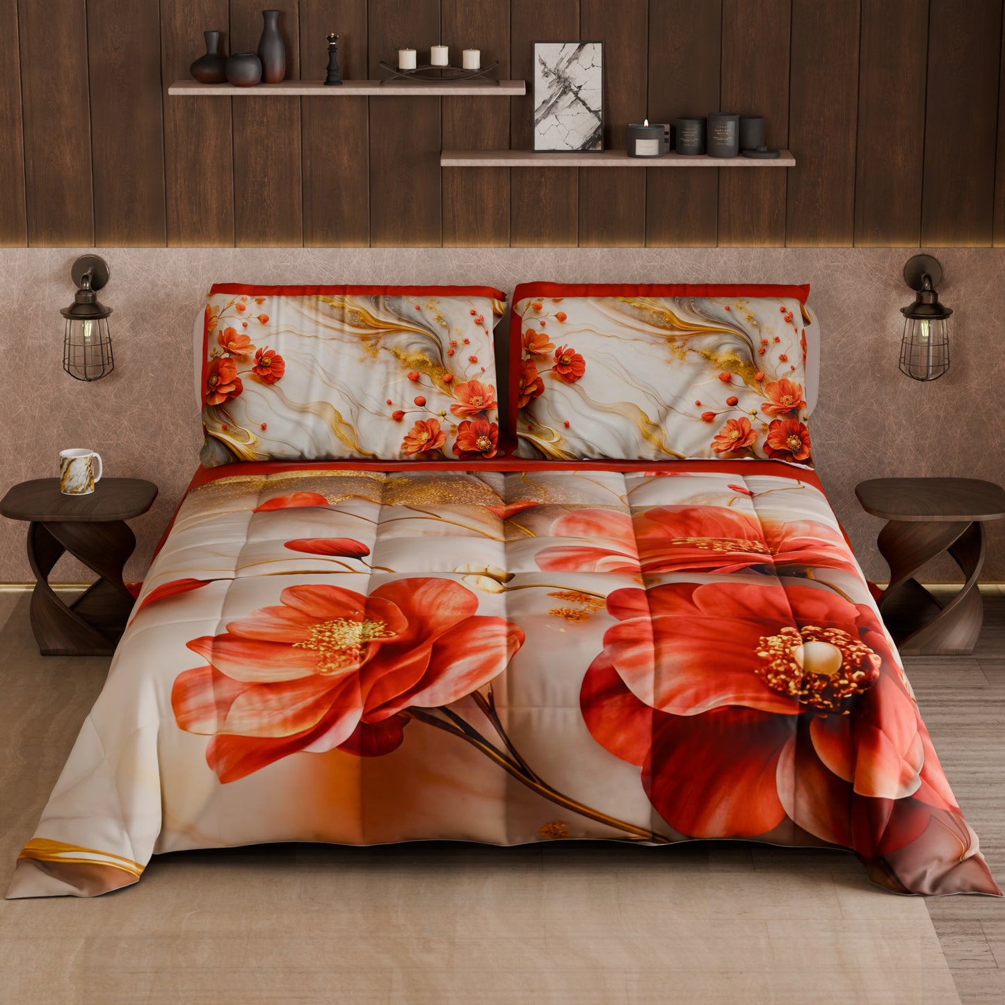 Piumone, Trapunta Matrimoniale, Singola, Piazza e Mezza Floreale 06-2