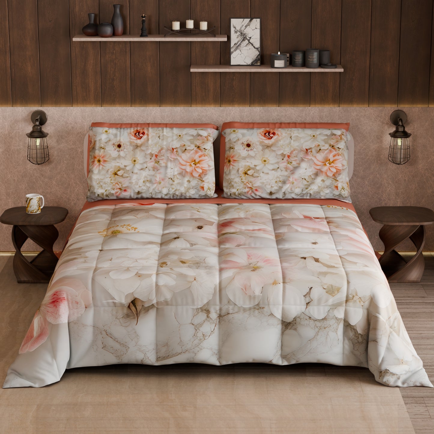 Piumone, Trapunta Matrimoniale, Singola, Piazza e Mezza Floreale 06-21