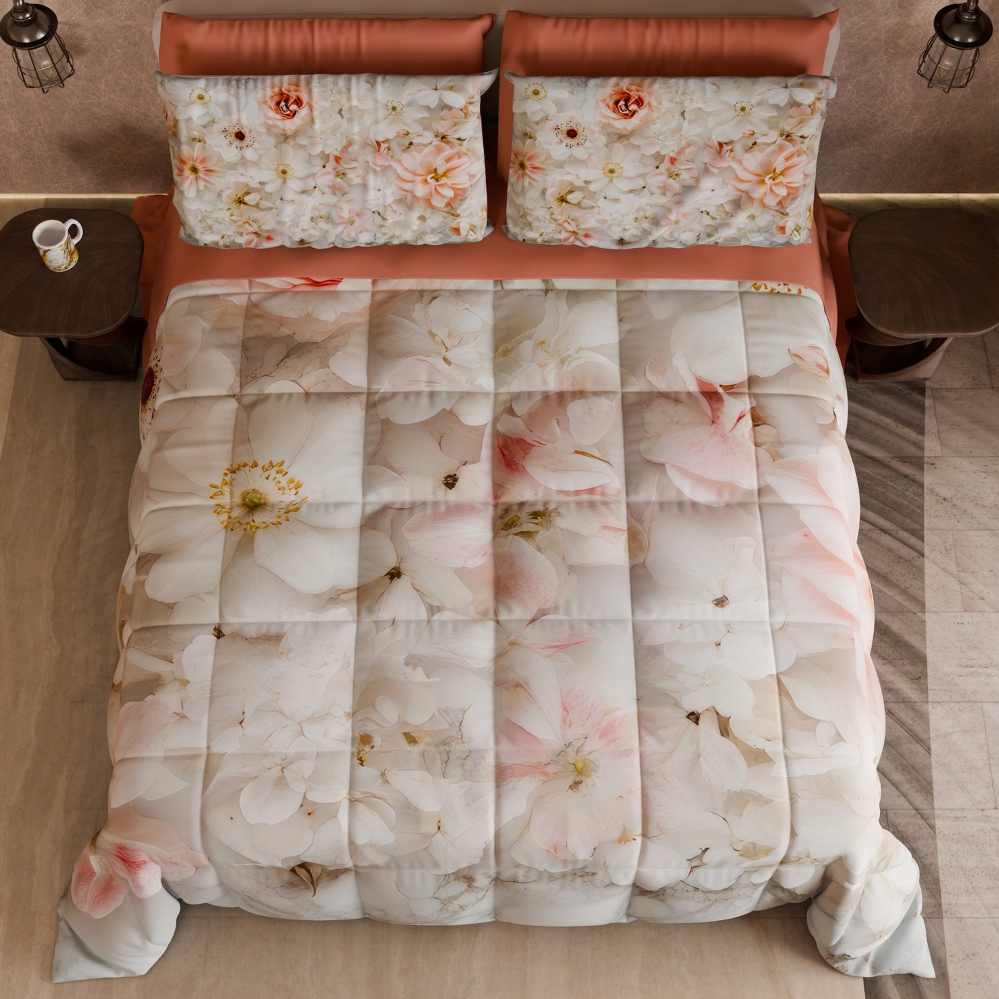 Piumone, Trapunta Matrimoniale, Singola, Piazza e Mezza Floreale 06-21