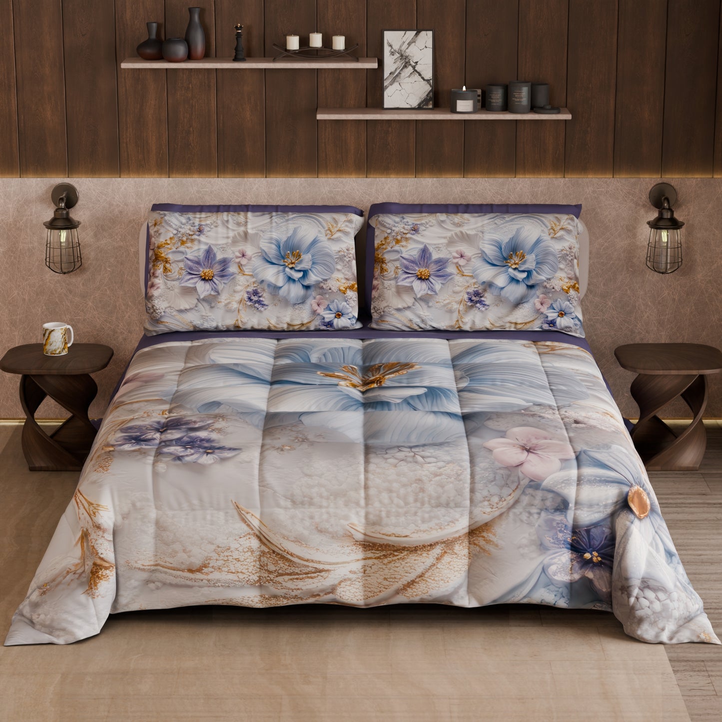 Piumone, Trapunta Matrimoniale, Singola, Piazza e Mezza Floreale 06-4