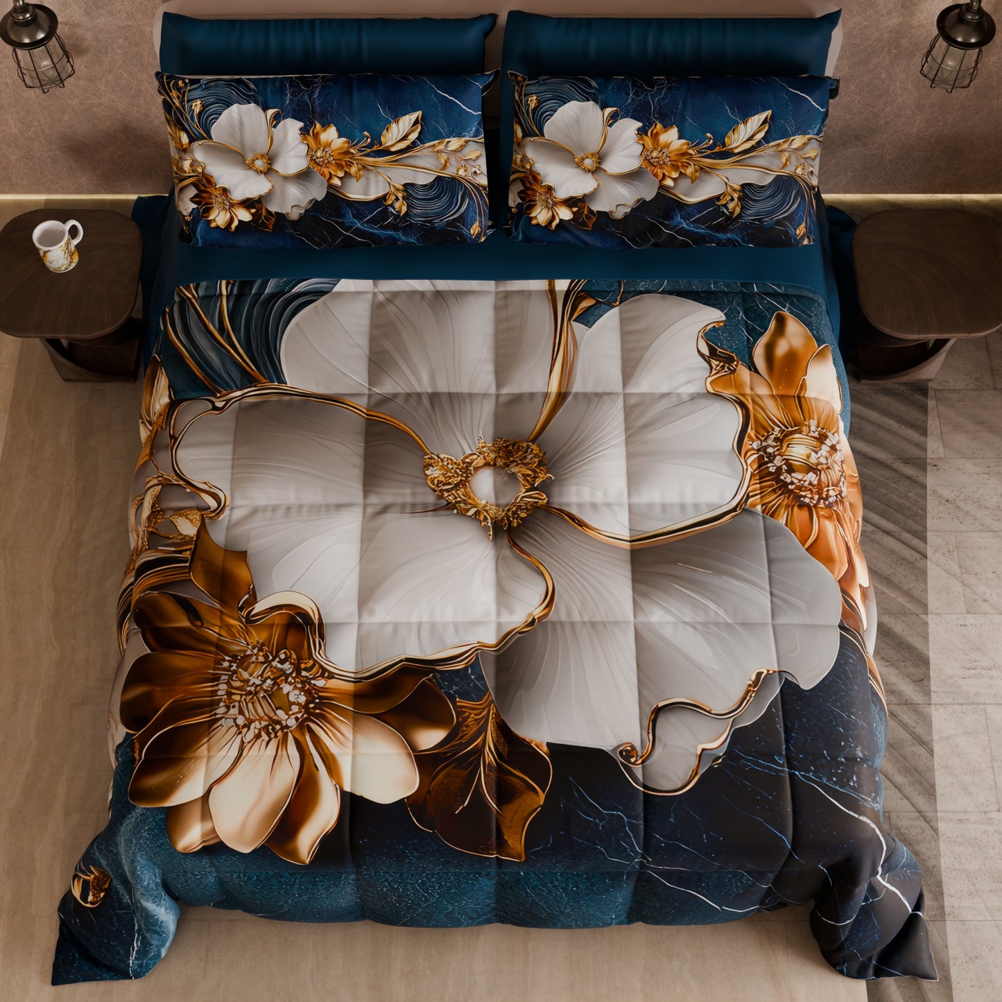 Piumone, Trapunta Matrimoniale, Singola, Piazza e Mezza Floreale 06-5