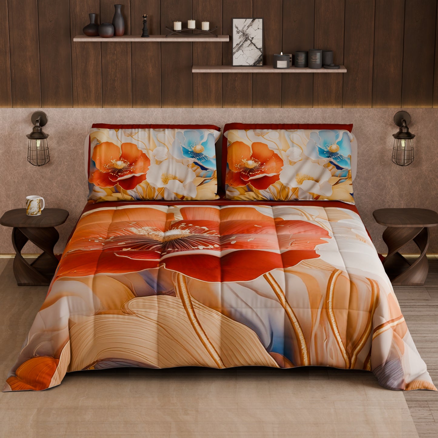 Piumone, Trapunta Matrimoniale, Singola, Piazza e Mezza Floreale 06-9