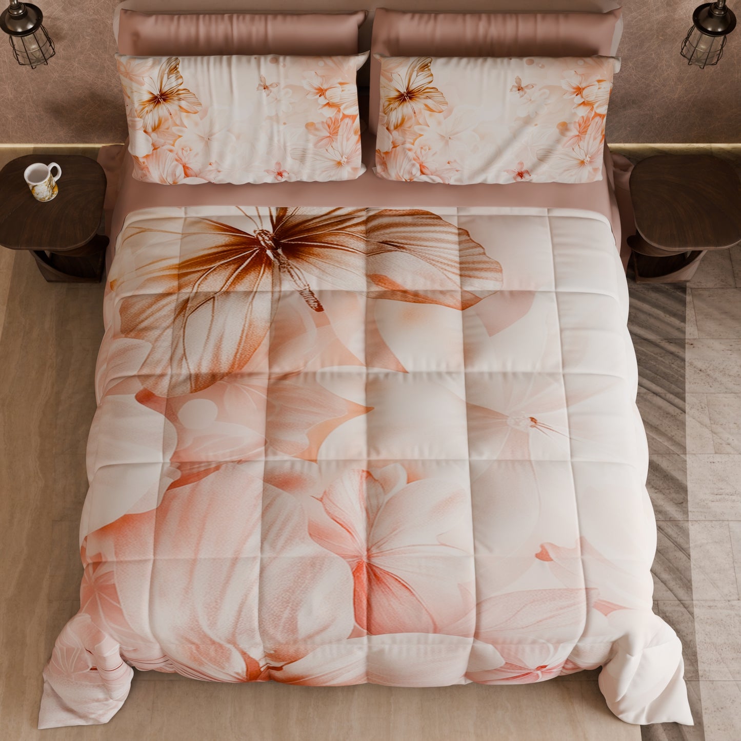 Piumone, Trapunta Matrimoniale, Singola, Piazza e Mezza Floreale F11