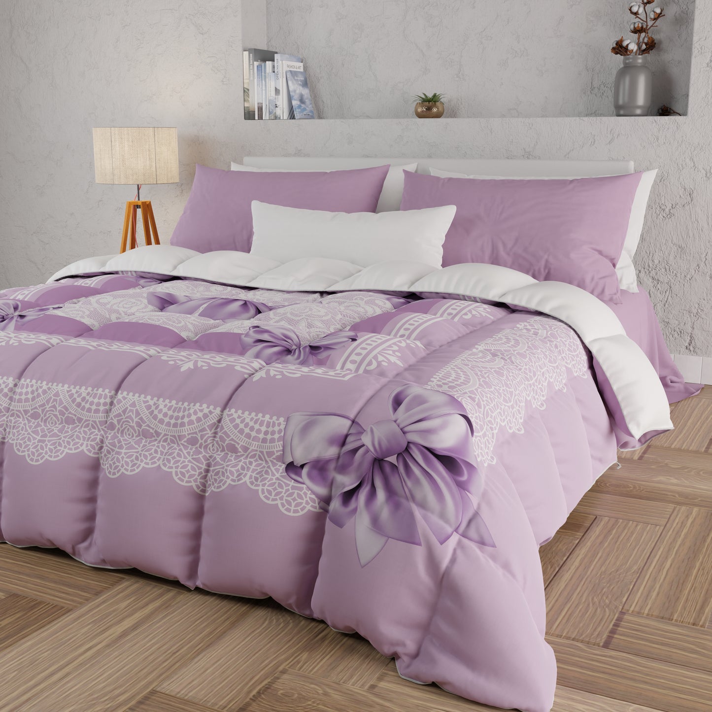 Duvet, Double, Single, Square and Half Quilt, Lilac Bow