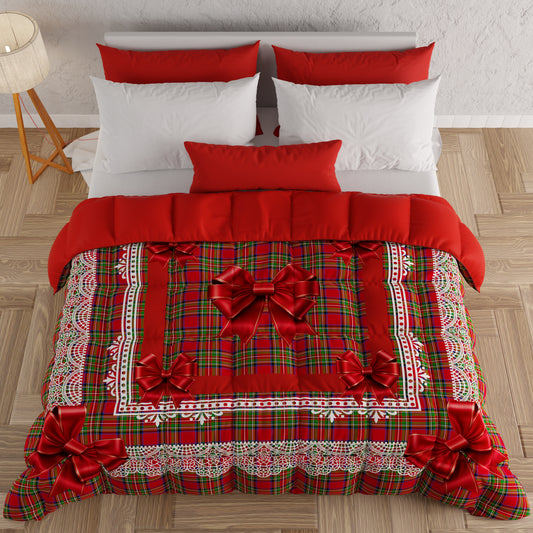 Piumone, Trapunta Matrimoniale, Singola, Piazza e Mezza, Fiocco Tartan, Fantasia Scozzese