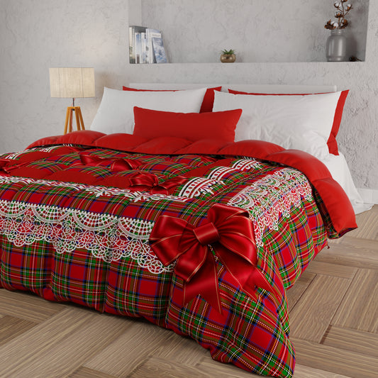 Piumone, Trapunta Matrimoniale, Singola, Piazza e Mezza, Fiocco Tartan, Fantasia Scozzese