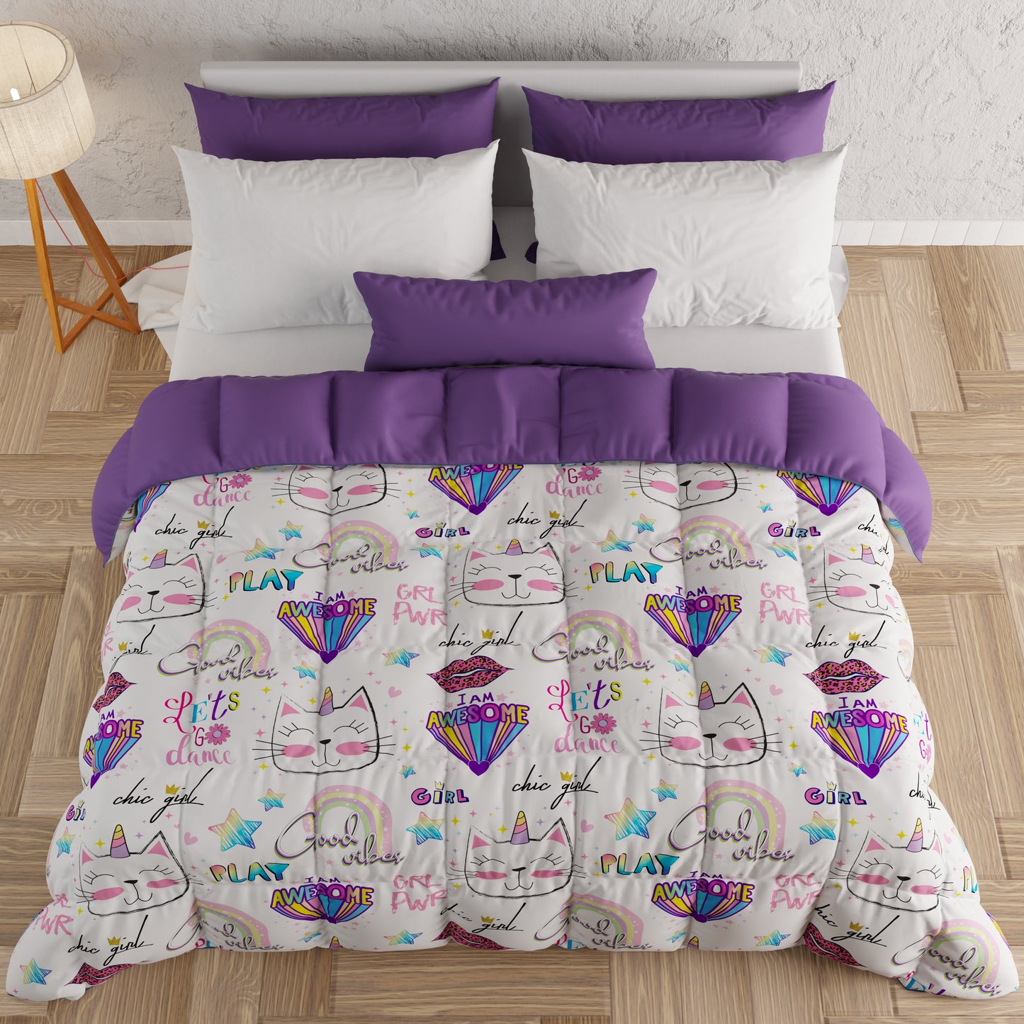 Piumone, Trapunta Matrimoniale, Singola, Piazza e Mezza, Girl Gattino