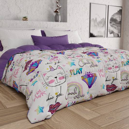 Couette, Couette Double, Simple, 1 place et demie, Fille Chaton