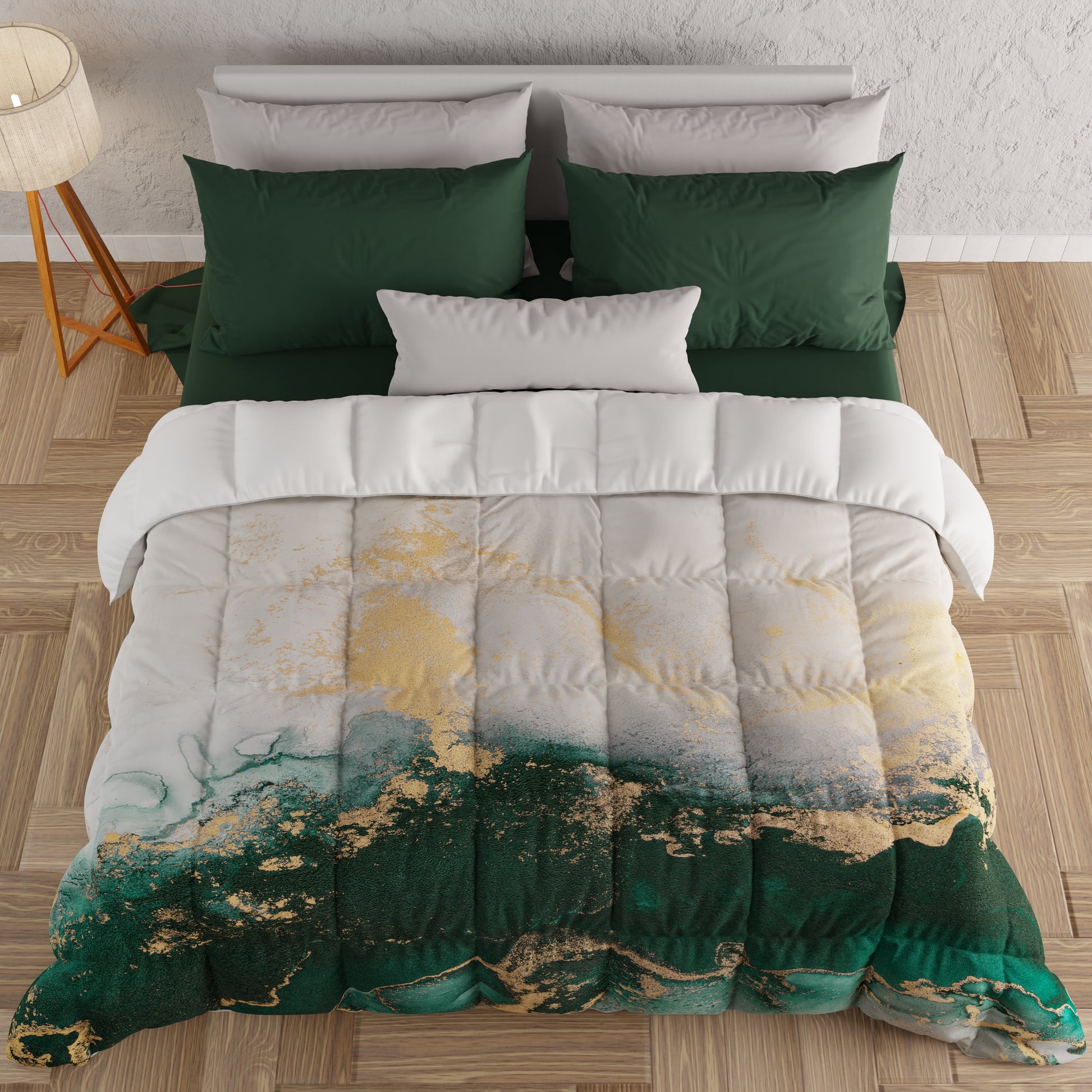 Piumone, Trapunta Matrimoniale, Singola, Piazza e Mezza, Marble 09 Smeraldo