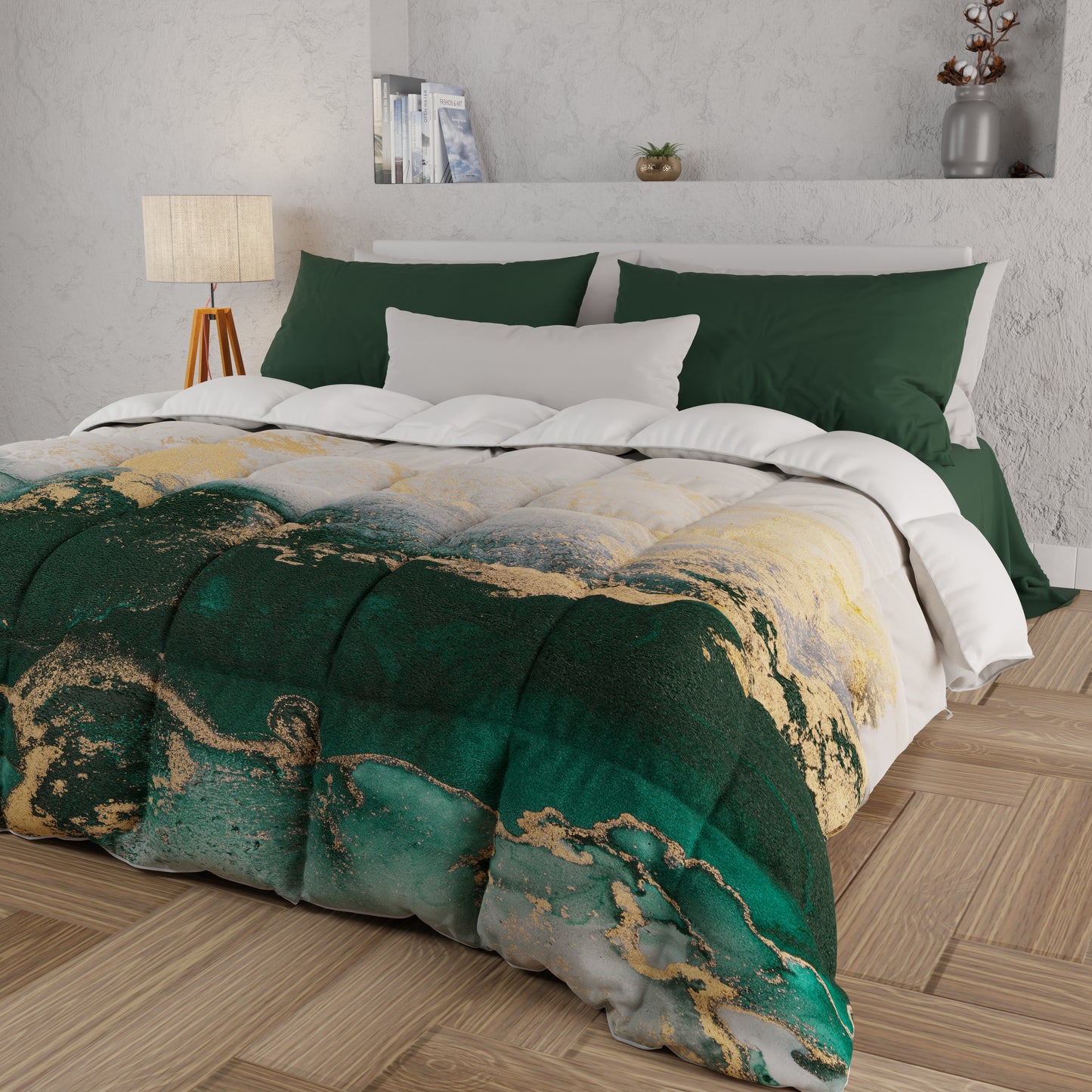 Duvet, Double, Single, Square and Half Quilt, Marble-Emerald
