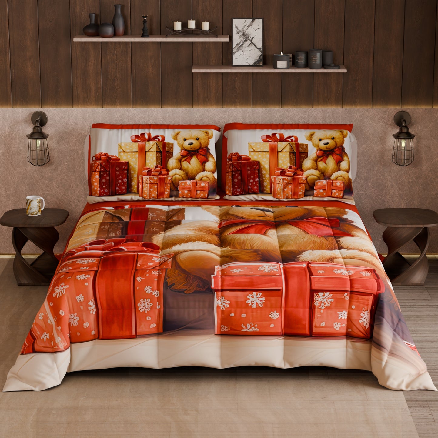 Trapunta Matrimoniale Natale, Singola, Piazza e Mezza Orsetto 02