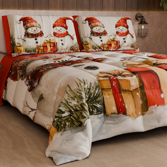 Couette double Noël, Simple, Une place et demie Bonhomme 01