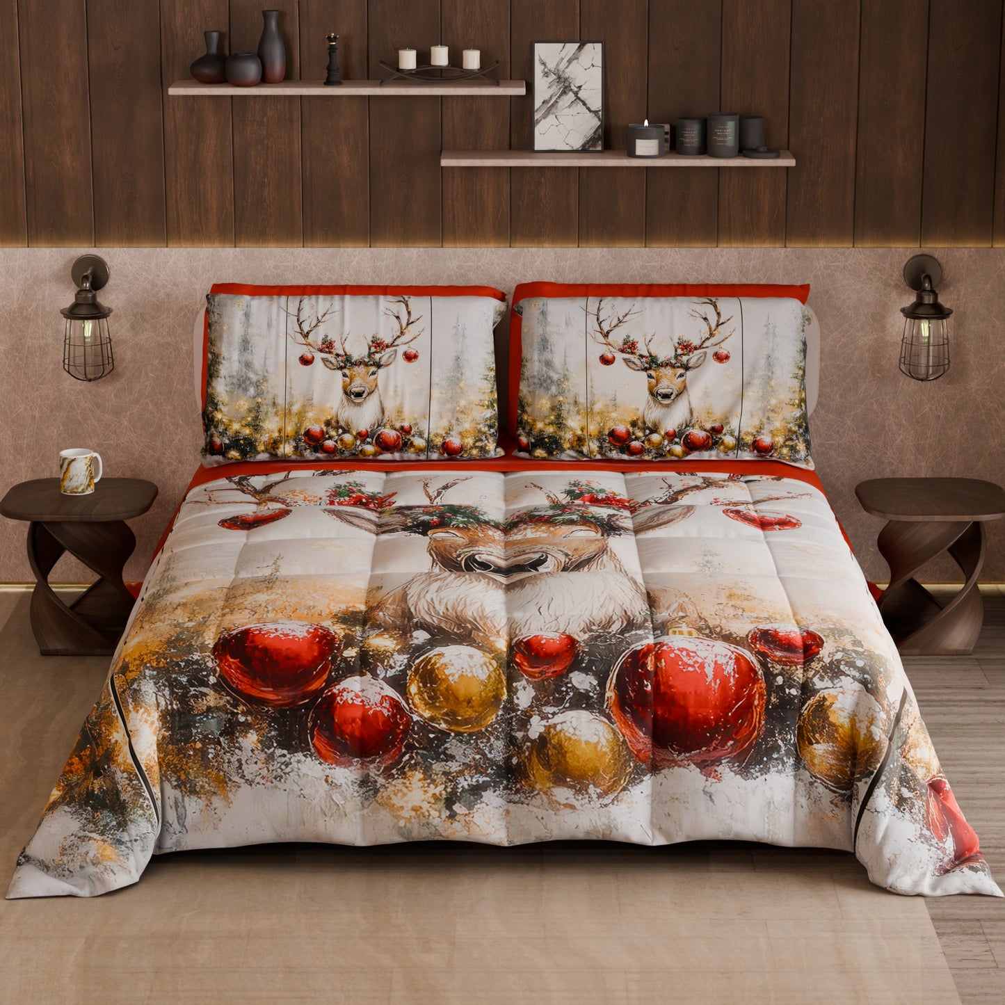 Trapunta Matrimoniale Natale, Singola, Piazza e Mezza Renna