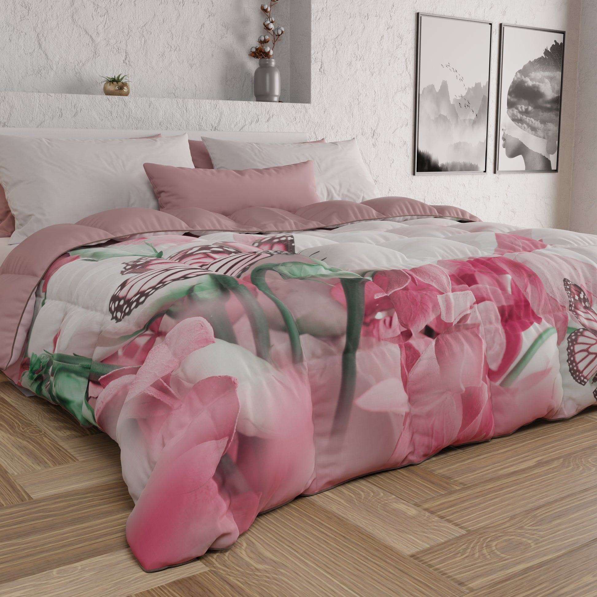 1/3 Pezzi Set Biancheria da Letto con Fiocchi Rosa, Misura Singolo 1/3 Pezzi Set Biancheria da Letto con Fiocchi Rosa, Misura Singolo