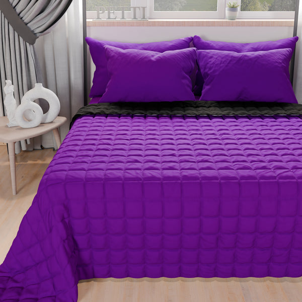 Courtepointe Printemps Automne Double Face Violet Noir