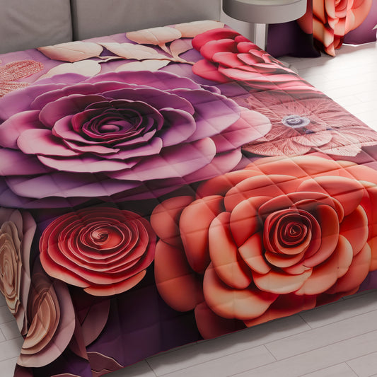 Courtepointe Printanière Automnale en Impression Digitale Florale 05-17