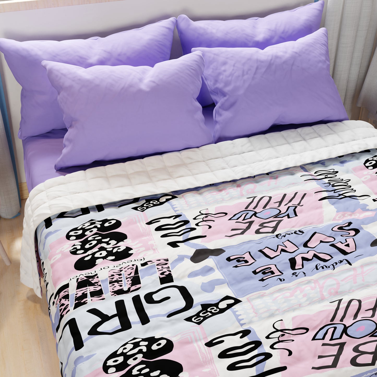 Courtepointe de lit printemps-automne en impression digitale Girl Cool
