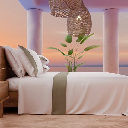Draps unis en satin de coton avec queue de rat taupe