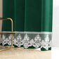 Tenda a Pannello in Velluto per Interni con Anelli e Pizzo Rebrodè, 140x280 cm, Smeraldo by Sissy