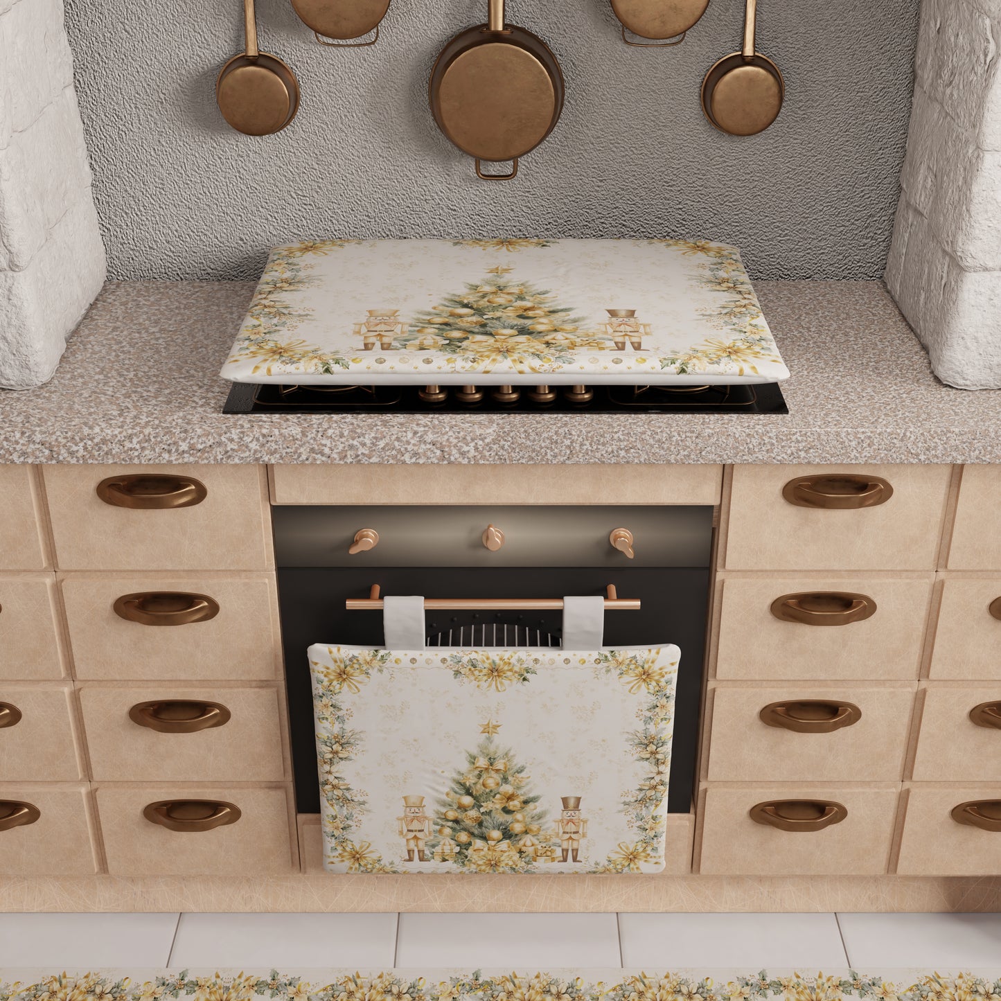 Coprifornello Natalizio Coprifuochi Cucina in Stampa Digitale Xmas Gold