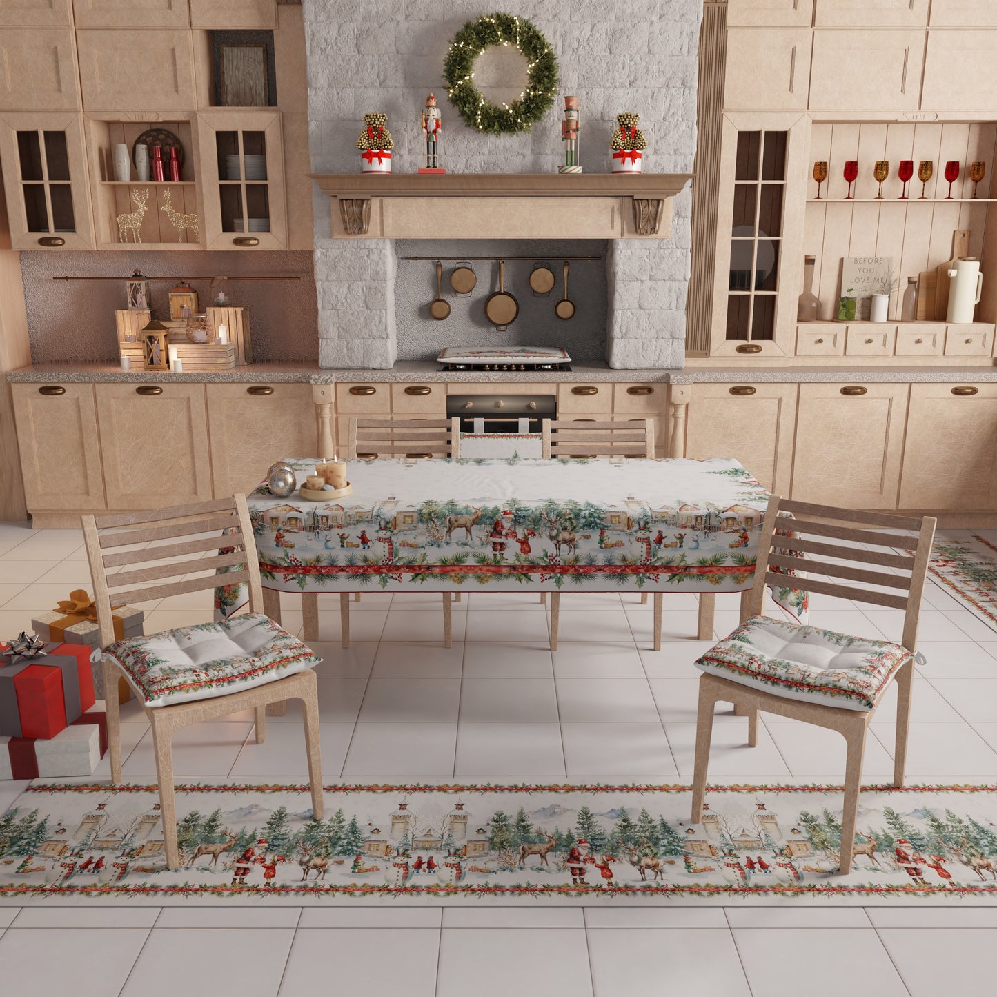 Centrotavola Natalizio per Cucina in Stampa Digitale Xmas Santa's Land