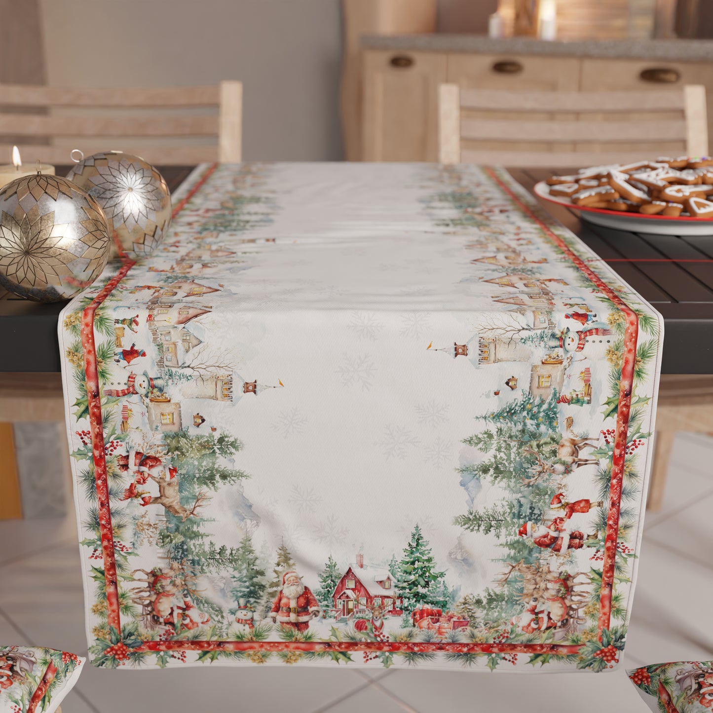 Runner Natalizi, Runner Tavola Natalizio, Tovaglia Runner Natalizia, Runner Cucina Xmas Santa's Land