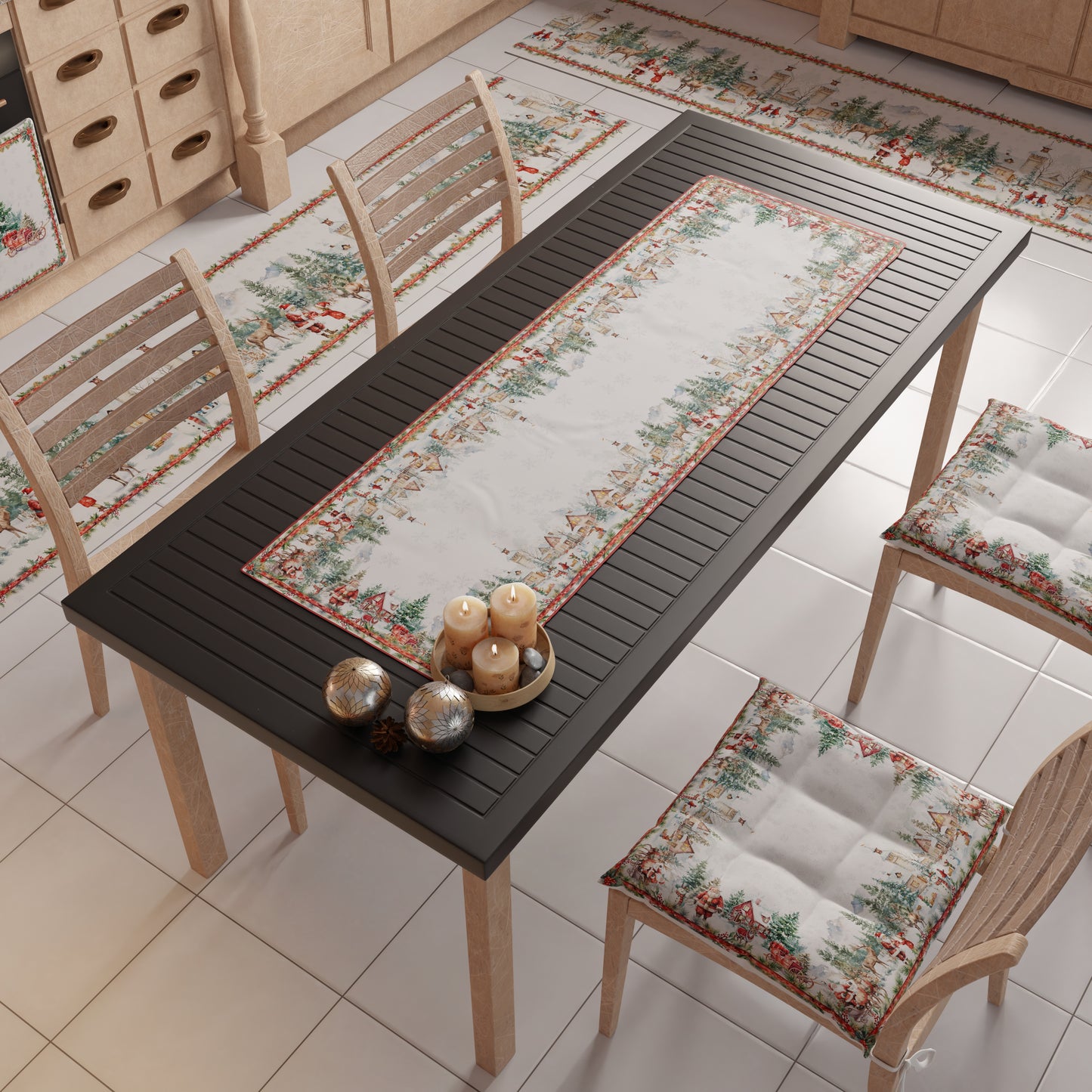 Runner Natalizi, Runner Tavola Natalizio, Tovaglia Runner Natalizia, Runner Cucina Xmas Santa's Land