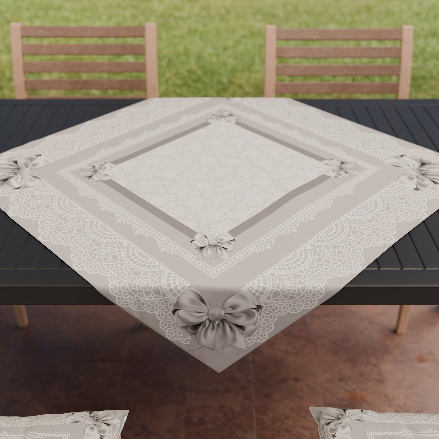 Centre de Table Moderne Cuisine en Impression Numérique Noeud Gris