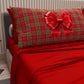 Cotton sheets, bed set with tartan bow digital print pillowcases