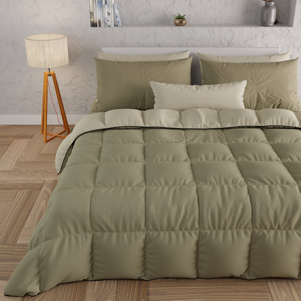 Couette matelassée double, simple, une place et demie, Boue Tourterelle