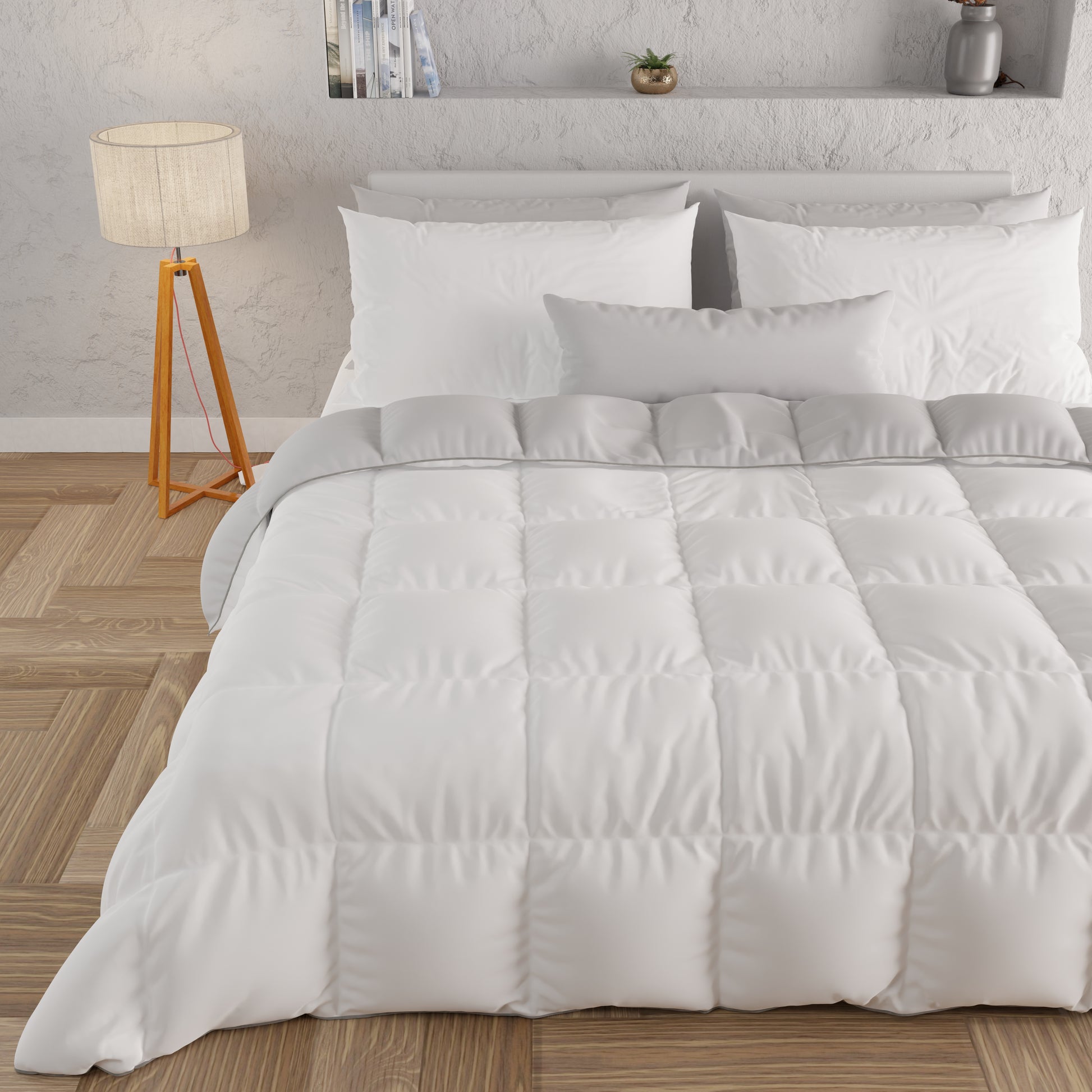 Piumone Trapunta Matrimoniale, Singola, Piazza e Mezza, Bianco Grigio