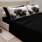 Lenzuola in Cotone, Completo Letto con Federe in Stampa Digitale Marble Flower 07 Nero