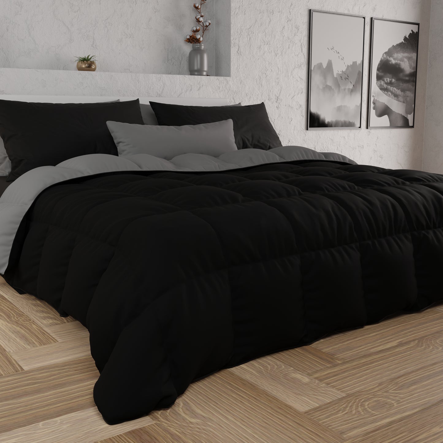 Duvet Quilt for Double, Single, Square and a Half, Black