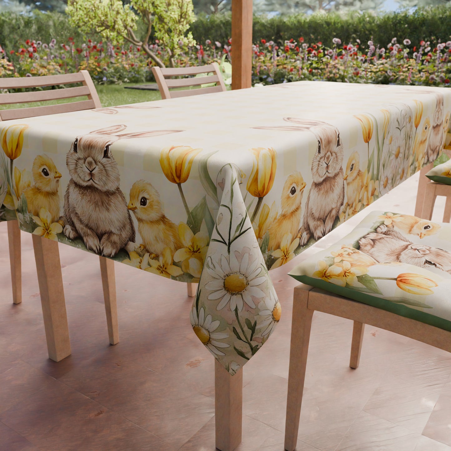 Tovaglia Pasquale da Tavola Antimacchia, Copritavolo Pasqua da Cucina Sunny Bloom