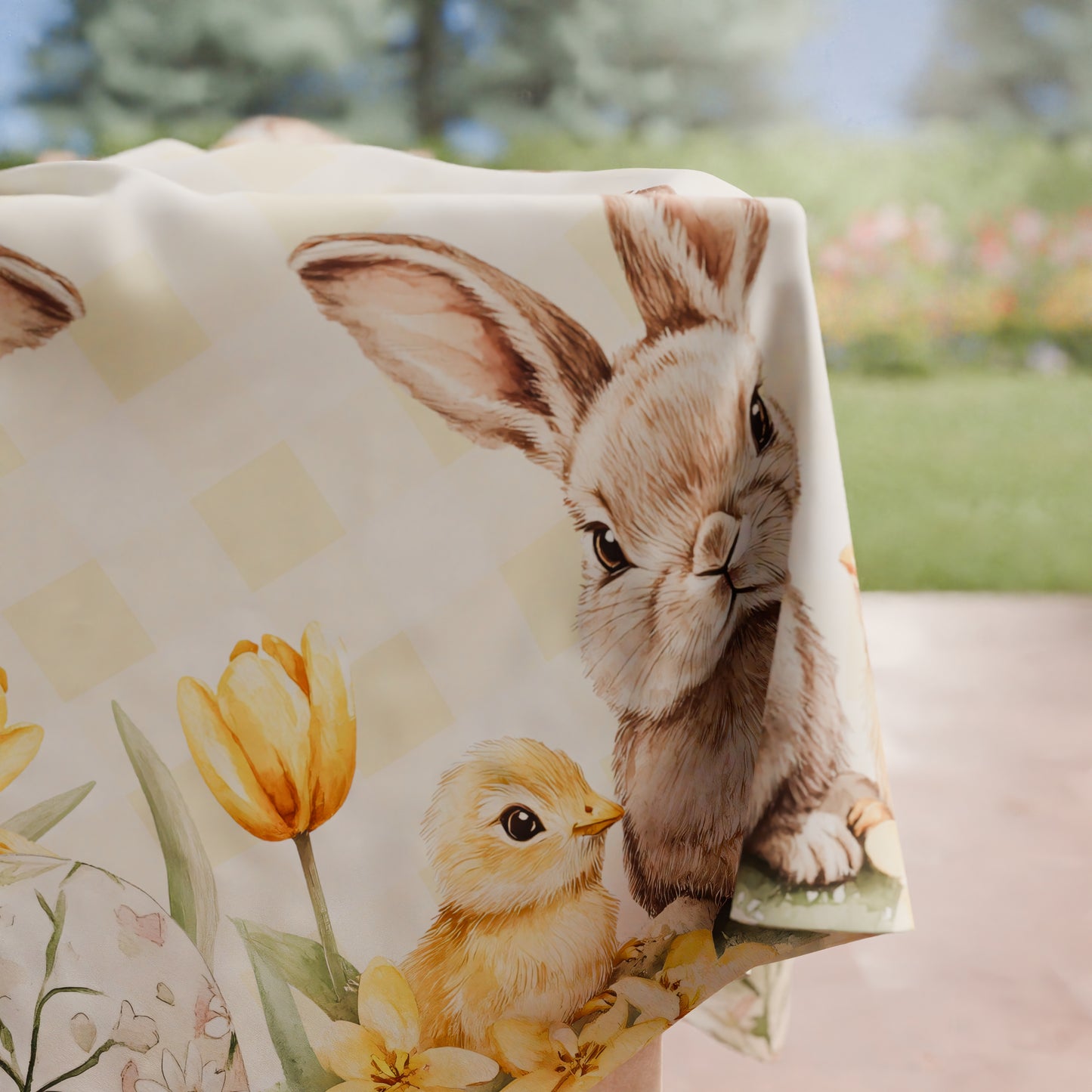 Tovaglia Pasquale da Tavola Antimacchia, Copritavolo Pasqua da Cucina Sunny Bloom