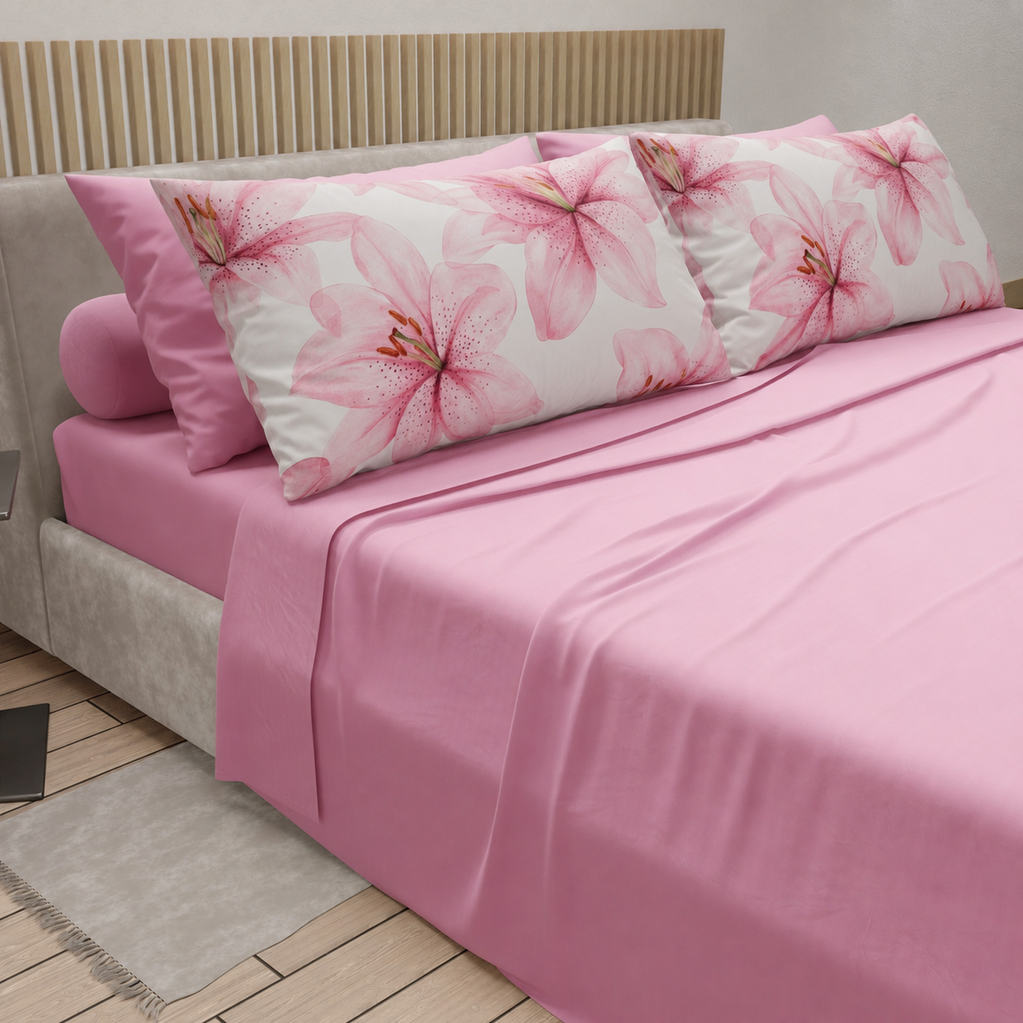 Completo letto PETTI Petalo 07 Rosa – vista angolata