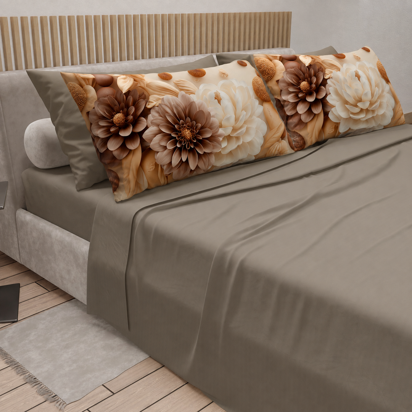 Completo letto PETTI Petalo 10 Tortora – vista angolata